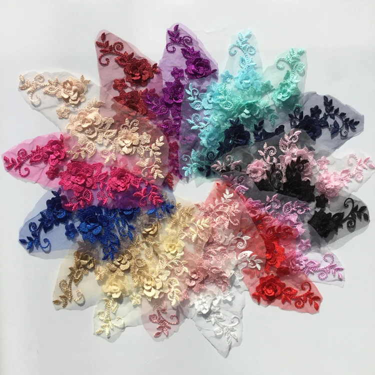 

Multicolor Beaded Lace Embroidery Big Flower Patch Children's Wedding Dress Costume DIY Decorative Flower Flower Stickers RS1001
