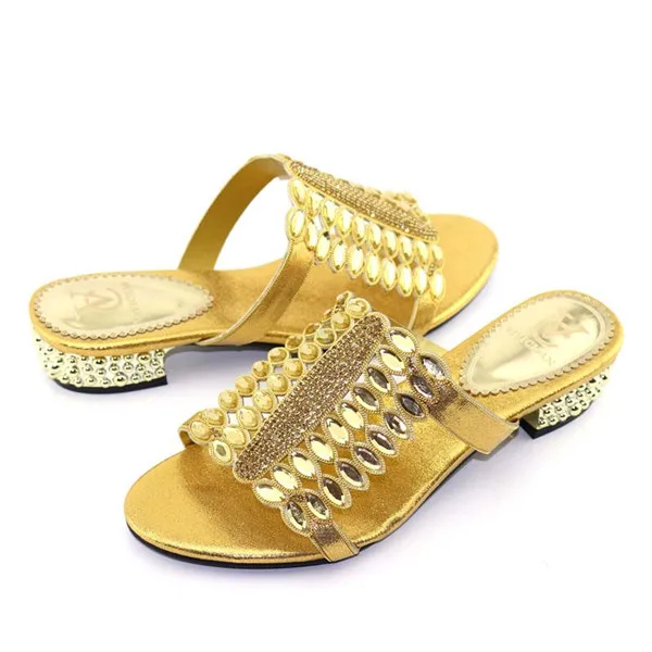 0730/золото последние высокие каблуки итальянский комплект из туфель и сумочки вечерние для женщин в нигерийском стиле женские свадебные туфли и сумк - Цвет: only gold shoe
