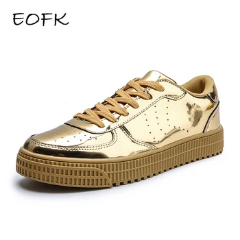 

EOFK Women Gold Sneakers Spring Autumn Fashion Golden Shiny Glossy Woman Vulcanize Shoes Plus Size 36 - 47 Casual Shoes Women