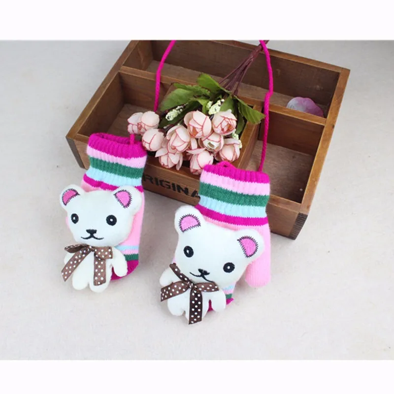 New Kids Gloves Cartoon Bear Infant Gloves Warm Boys Girls Mittens Lovely Crochet Toddler Glove Autumn Winter Baby Accessories (9)