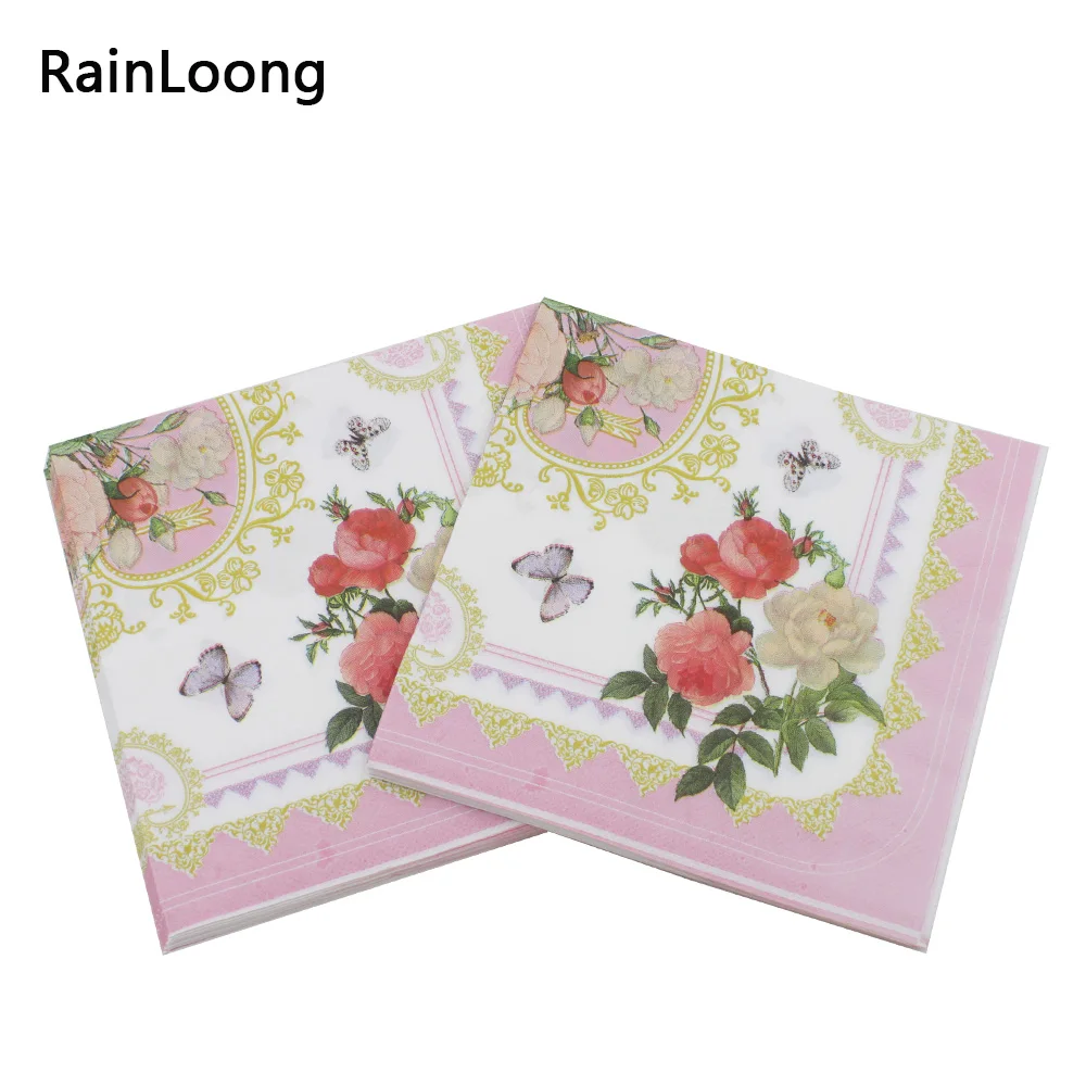 

[RainLoong] New Flower Bee Paper Napkins Event & Party Tissue Decoupage Napkins Decoration Serviettes 33*33cm 20pcs/pack/lot