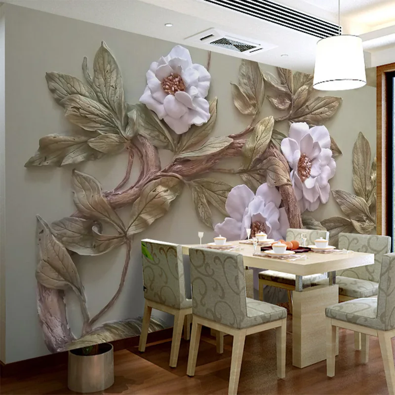 Mural 3D de pared Gardenias blancas en relieve Floral MURALES 3D DE PARED Novedades OUTLET PRIMAVERA