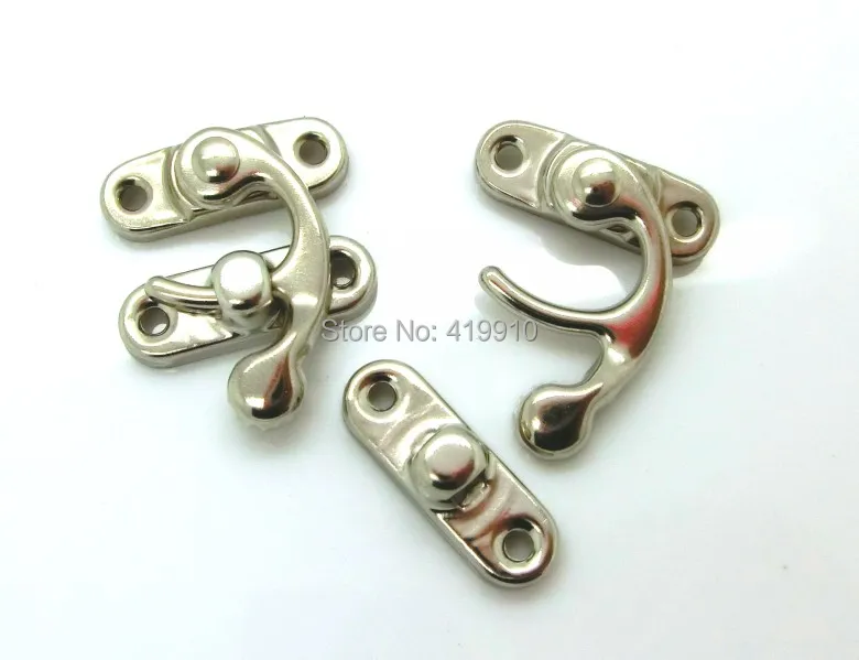 

Free Shipping-50 Sets Metal Hook Box Latches Clasp Box Lock Purse Lock Silver Tone 4 Holes 3.3cm x 2.7cm 2.7cm x 0.9cm,J1712