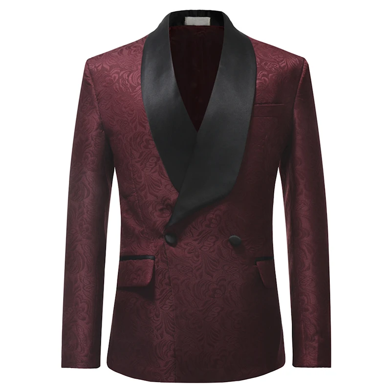 YUNCLOS New Arrival 2019 Men Suits Burgundy Red Jacquard 2 Pieces Set Tuxedo Groomsman Wedding Suits Terno Masculino YUNCLOS New Arrival 2019 Men Suits Burgundy Red Jacquard 2 Pieces Set Tuxedo Groomsman Wedding Suits Terno Masculino