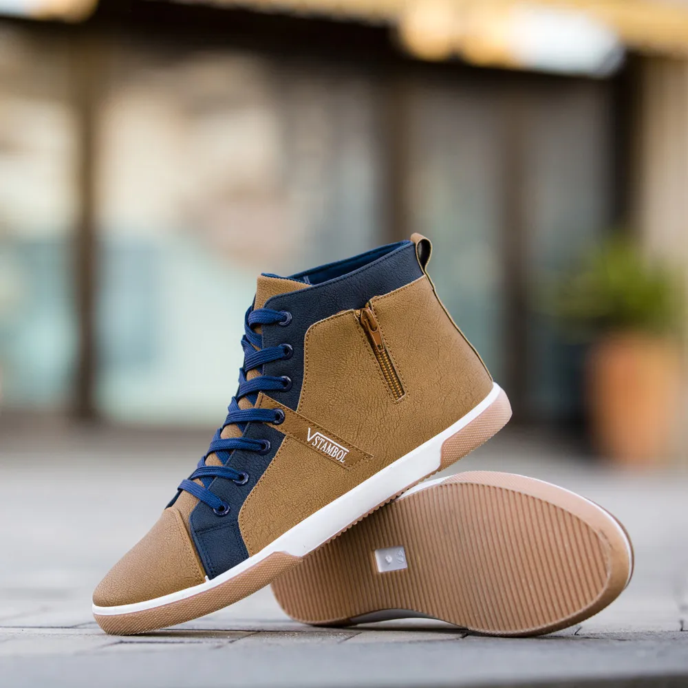 YOUYEDIAN Men Zipper Shoes Fashion High Top Men's Casual Shoes Man Lace