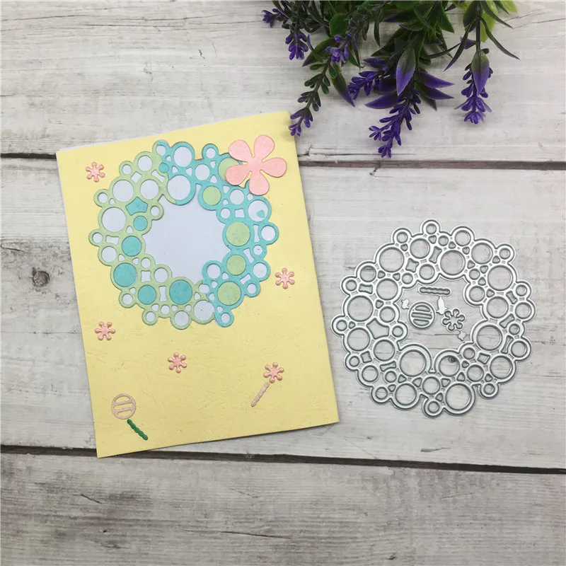 

Circle Hollow Frame Metal Cutting Dies Stamp Stencil for DIY Scrapbooking Photo Album Embossing Decorative Craft 8.5*9cm