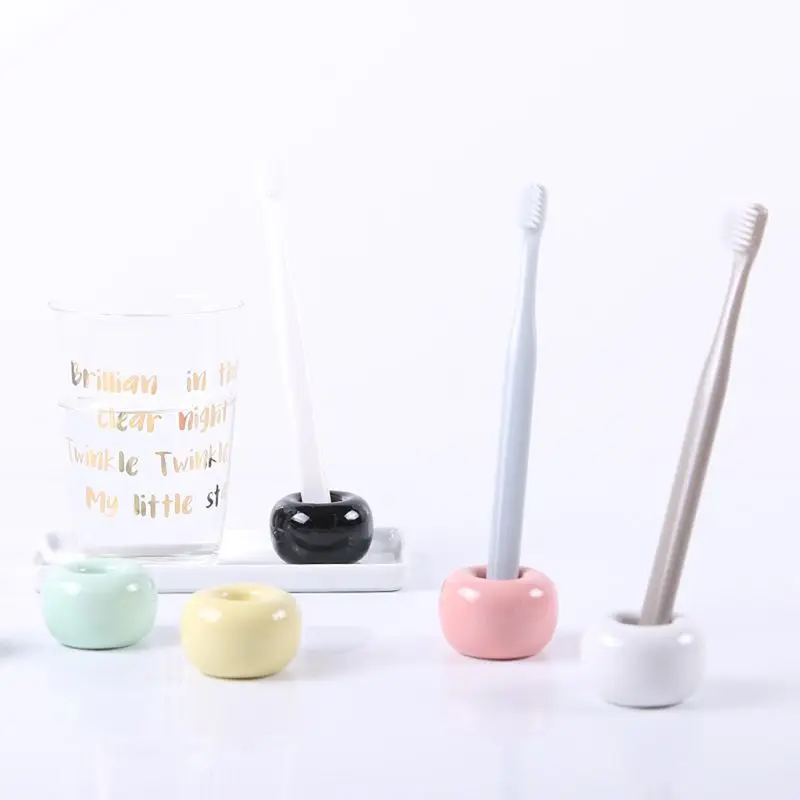 

Multi-function Toothbrush Holder Creative Storage Rack Ceramic Pen Stand Shelf For Bathroom Stationery