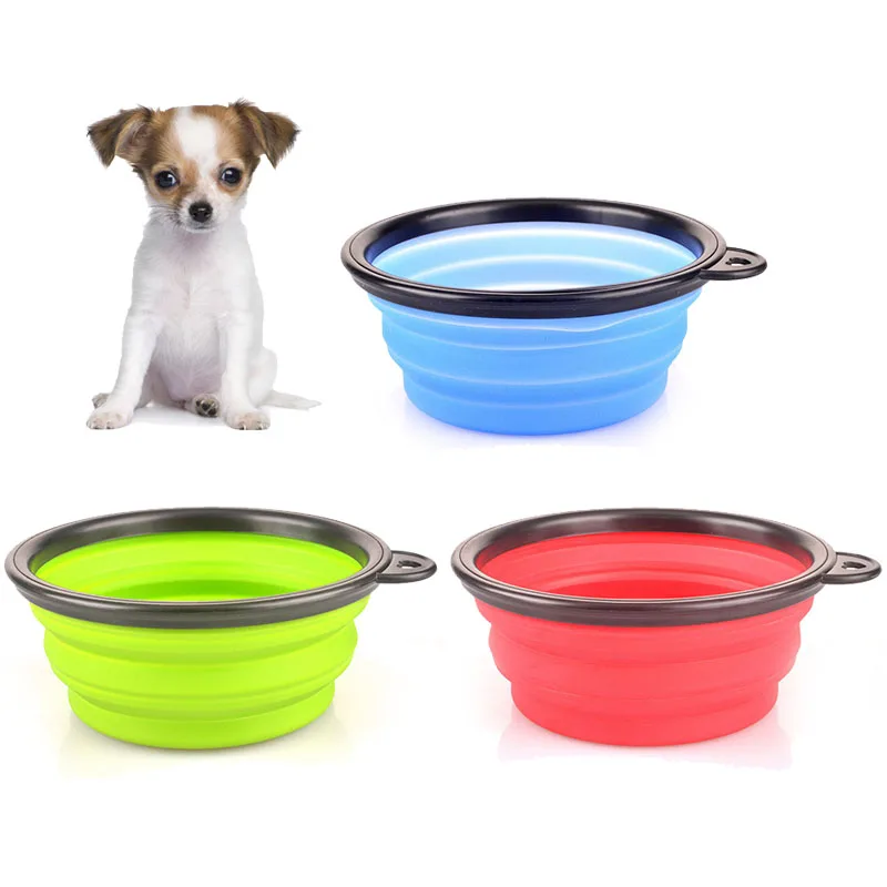 Silicone collapsible feeding bowl for pet dog outdoor feeder for cats folding portable pet