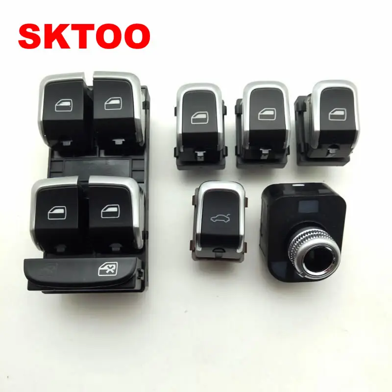 

SKTOO Chrome Master Window Lifter Switch+Trunk Switch+ Side Mirror Switch with folding For Audi Q5 B8 B9 A4 A5