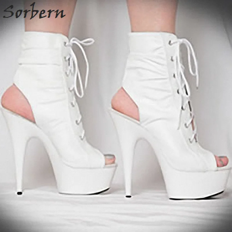 

Sorbern Slingbacks Cross-Tied Ankle Boots Peep Toe Platform Spike Super High Heels China Size 35-46 Designer Shoes Women Boots