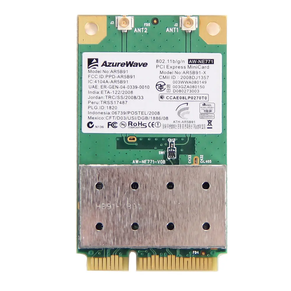 

Wireless Adapter Card for Atheros AR5B91 AR9281 Mini PCI-e full N wifi Network 802.11b/g/n Single-chip 2.4 GHz Draft 300M