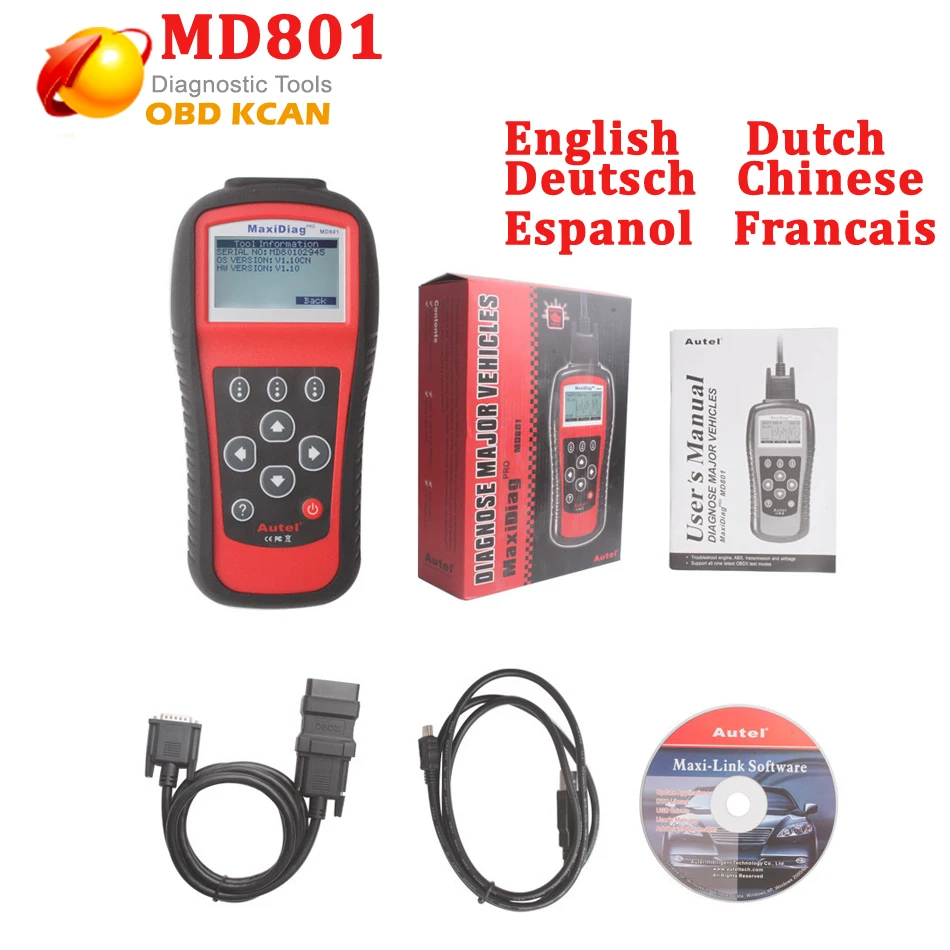

Newest Autel Pro MD801 Maxidiag 4 in 1 Scan Tool MD 801 Scanner(JP701 + EU702 + US703 + FR704) Competitive Price DHL Free