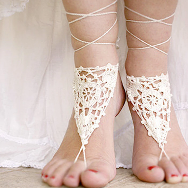 de las mujeres de Playa zapatos de la Crochet Las Sandalias descalzas, boda en la Crochet Beach Sandalias Zapatos Desnudos, regalo para Ella|crochet sandals|barefoot crochet wedding shoes -