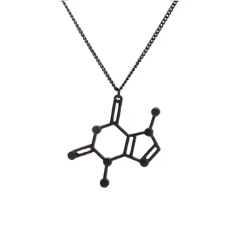 

2016 New Fashion Chemical CHOCOLATE Theobromine Molecule Structure Formula Pendant Necklace For Men and Women