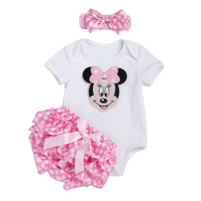 Polka Dot baby Rompers Shorts Headband Outfits Sets Bow Summer Style Cotton Cute Ruffles Bloomer Newborn Baby Girl Clothes