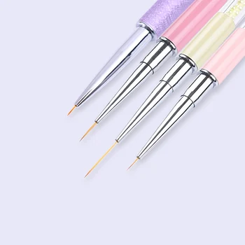 

UV Gel Nail Art Brush Shimmer Colorful Bead Clear Rhinestone Handle Brush Liner with Cap Nail Brushes Nail Gel Polish