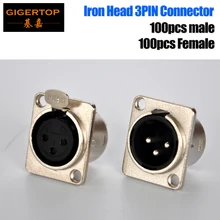 TP-C02 хорошее качество 100 шт. Мужской 100 шт. женский Железный корпус 3 контактный разъем DMX разъем обеспечивает хорошее Радиочастотное Экранирование серебряный цвет
