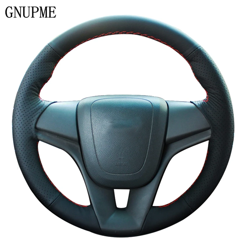 

DIY Hand-stitched Black Artificial Leather Car steering wheel cover for Chevrolet Cruze hatchback sedan 2009-2013 2014