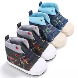 2018 новый холст кроссовки для новорожденных Для маленьких мальчиков обувь первые ходоки Младенческая малышей мягкая подошва против