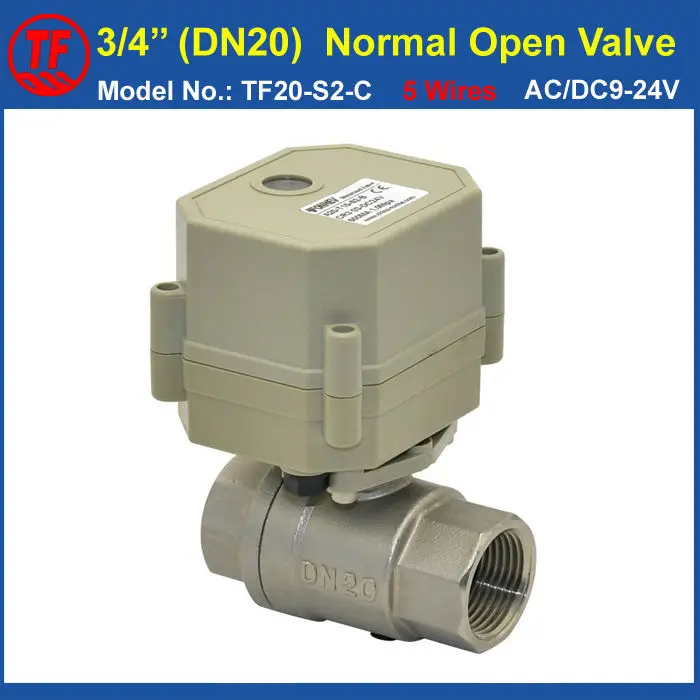 ФОТО TF20-S2-C BSP/NPT 3/4'' SS304 (DN20) Normal Open Valve AC/DC9-24V 5 Wires With Signal Feedback Power Off Return Valve CE