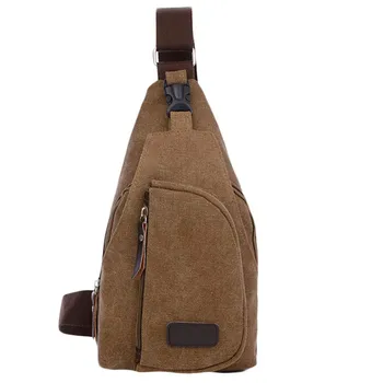

Men's Casual Waist Bag Outdoor Solid Color Pockets Chest Sports Shoulder Canvas Mobile Phone Heuptas