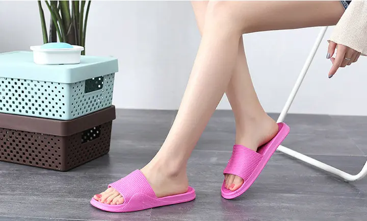Summer New Pure Color Lovers Household Slippers Anti-slip Waterproof Slide Bathing Bathroom Men's And Women's Lovers Shower Slippers (6)