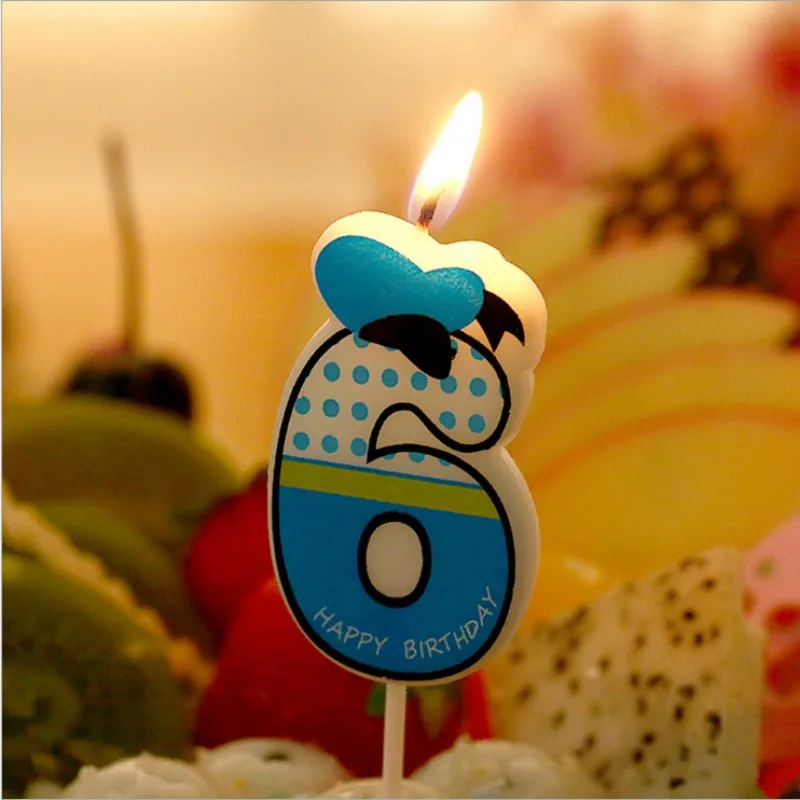 1 шт. номер 0-9 Свеча для торта розовая бабочка дизайнерские свечи Минни Маус Свеча День рождения Юбилей украшения для детской вечеринки DIY - Цвет: Blue 6