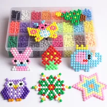 

24 Colors Aqua beads Solid Bead Refill Pack Water Sticky Beads Pegboard Set Jigsaw Water beadbond Bond PuzzleToy For Children