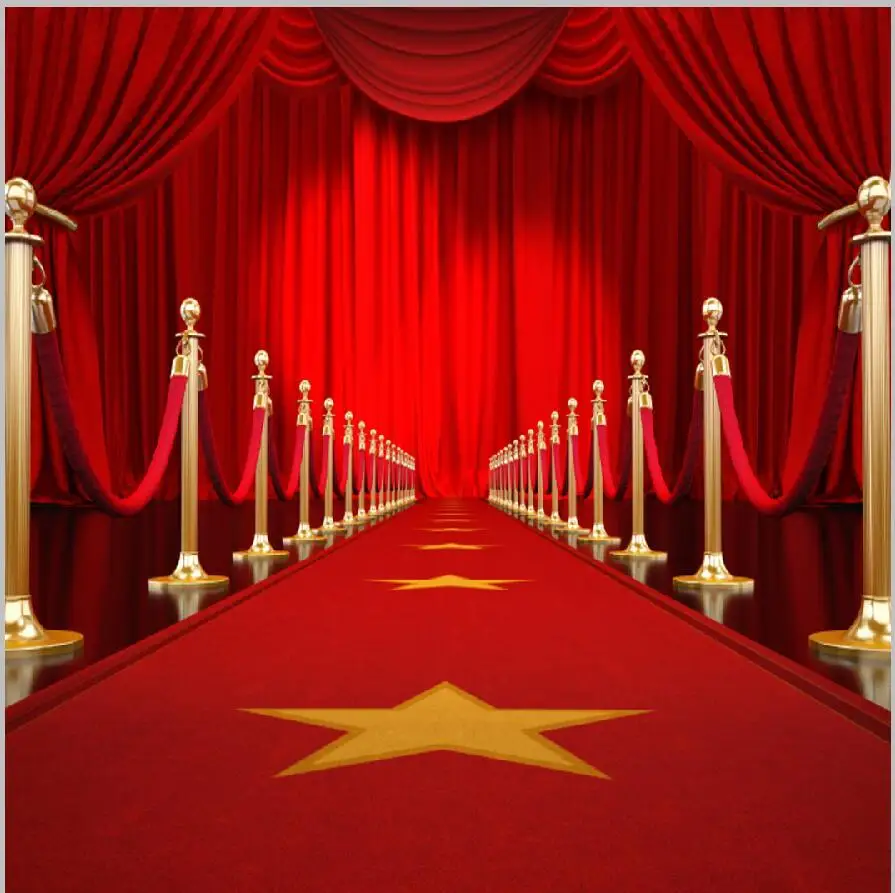 Red Carpet gold star Entrance Curtain Drape Rail Passage Stage backdrop