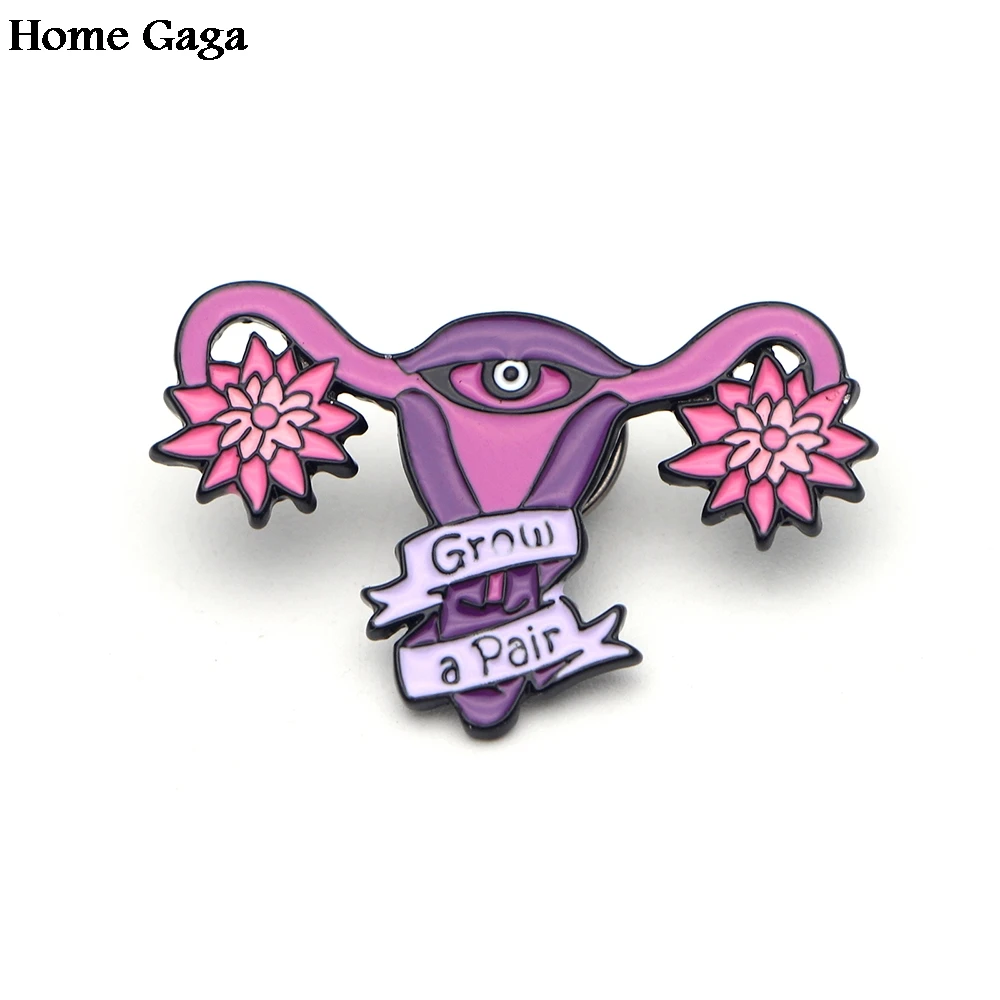 Homegaga матка Феминизм растущая пара цинковые Мультяшные булавки для рубашки