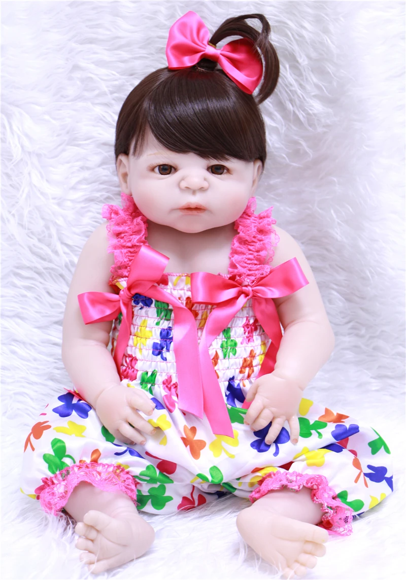 

Hot Sale 23Inch Reborn Baby Doll Silicone Full Body Realistic Girl Babies Toy dolls For Children's Day Gifts bebes reborn npk