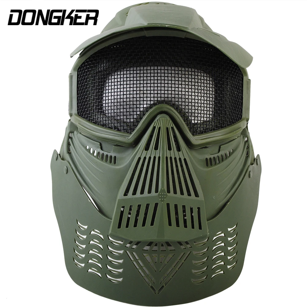 Airsoft Tactical Full Face Guard Mask with Mesh Goggles BK Neck Protect