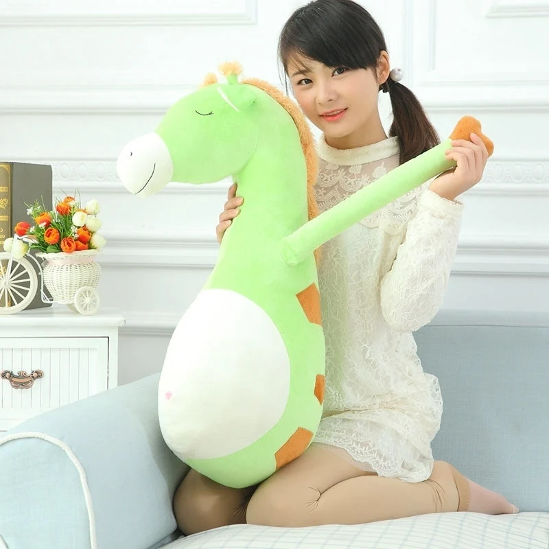 

80 Cm Large Size Adorable Cartoon Plush Giraffe Stuffed Animal Toy Cushion Nice Stitches Pillow Toy Gift For Children