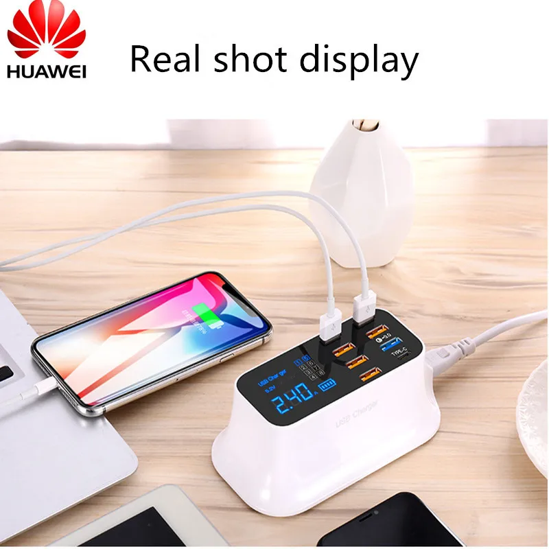 

Quick Charge 3.0 Smart USB Type C Charger Station Led Display Fast Charging Phone Tablet USB Charger For iPhone Samsung Adapter
