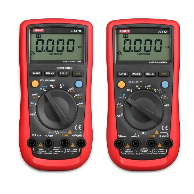 

UNI-T UT61A UT61B Digital Multimeter AC/DC Voltage Current Meter Tester with Test Lead Electrical Handheld Multimeter