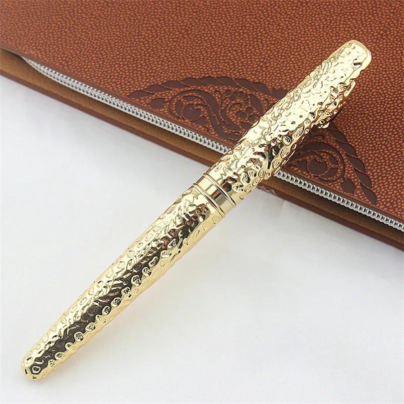 Новинка Jinhao Leopard Cheetah полностью Металлическая золотистая перьевая ручка Роскошная Изысканная Расширенная подарочная ручка для письма для бизнеса и офиса