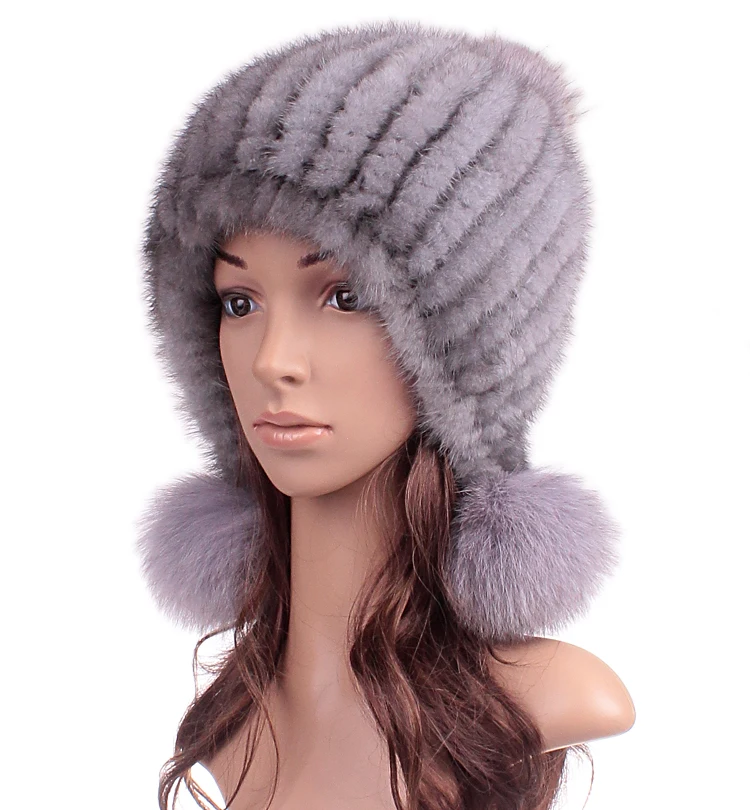 mens aviator hat fur Boys Winter Fox Fur Hats Girls Thick Mink Fur Caps Warm Pelaje Bombers Hats High Imitation Hat Fourrure Ear Protection Cap white camo bomber hat