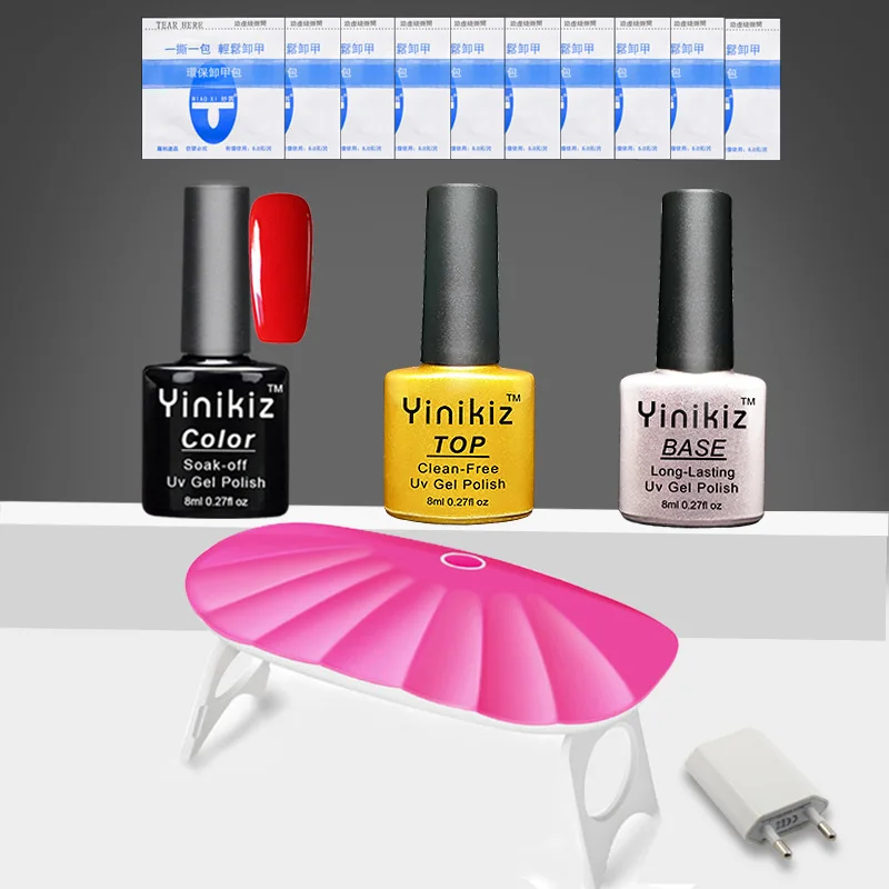 Yinikiz инструменты для нейл-арта УФ светодиодный светильник 8 мл набор гель-лаков для ногтей Набор для грунтовки Гель-лак Инструменты для ногтей Гель-лак маникюрный лак набор инструментов - Цвет: S3801 nail gel set