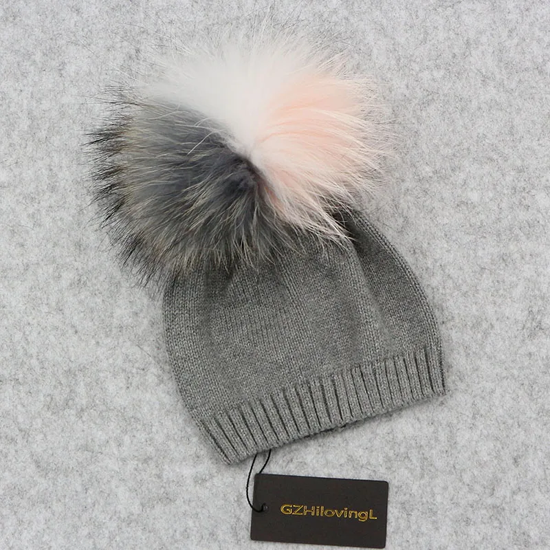 GZHILOVINGL New Winter Children Toddler Kids Boys Girls Cotton Crochet Knitted Beanies Skullies Caps With Fur Multi Pompom
