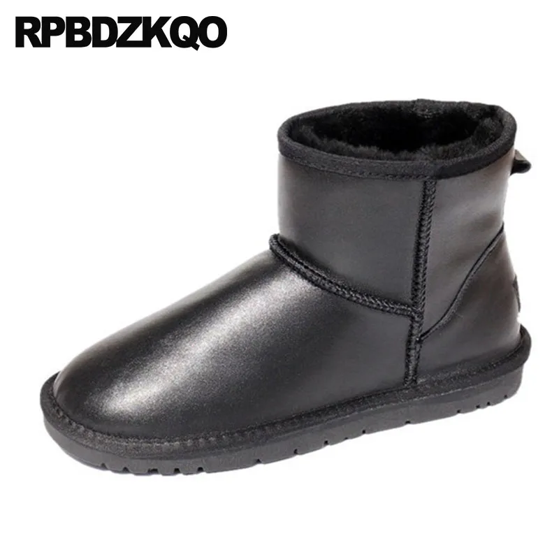 Shoes Australian Black Men Suede Waterproof Snow Ankle Sheepskin Real Fur Boots Winter Big Size