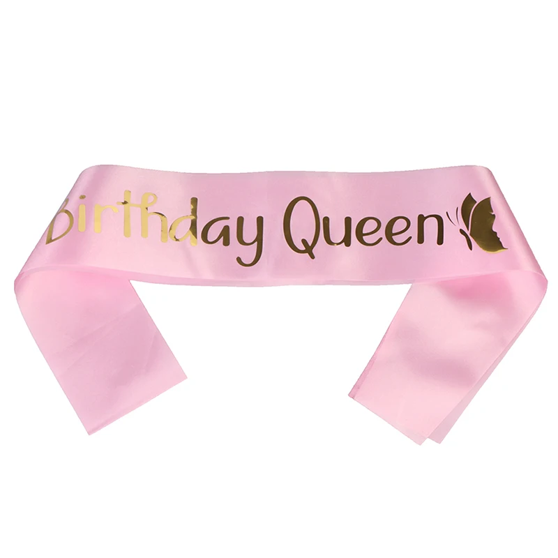 Элегантный день рождения королева атласный пояс для женщин девочек королева лента для дня рождения День Рождения Вечеринка украшения идеи поставки - Цвет: Pink