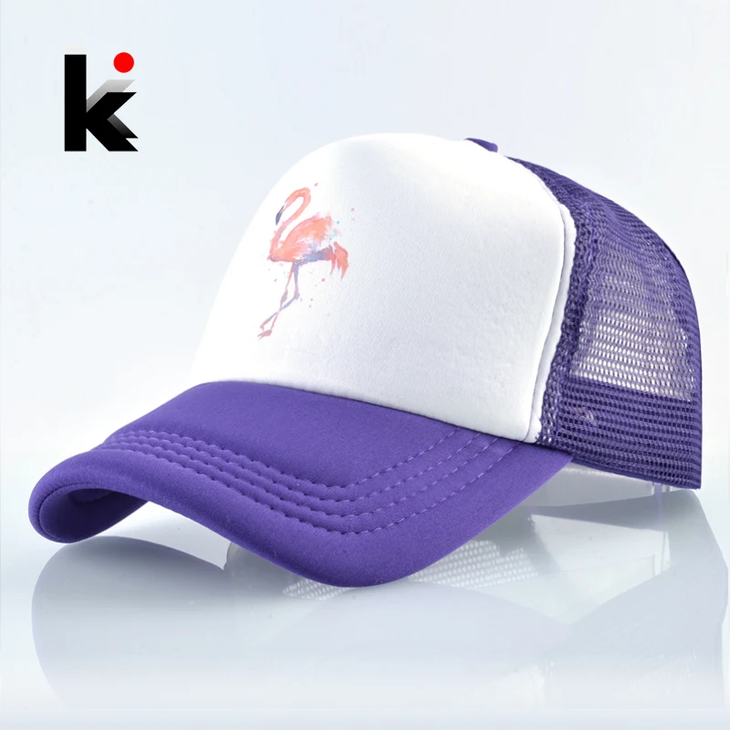 Летняя Бейсболка Женщины Дышащая бейсболки Snapback Хип Хоп кепка Печати Фламинго