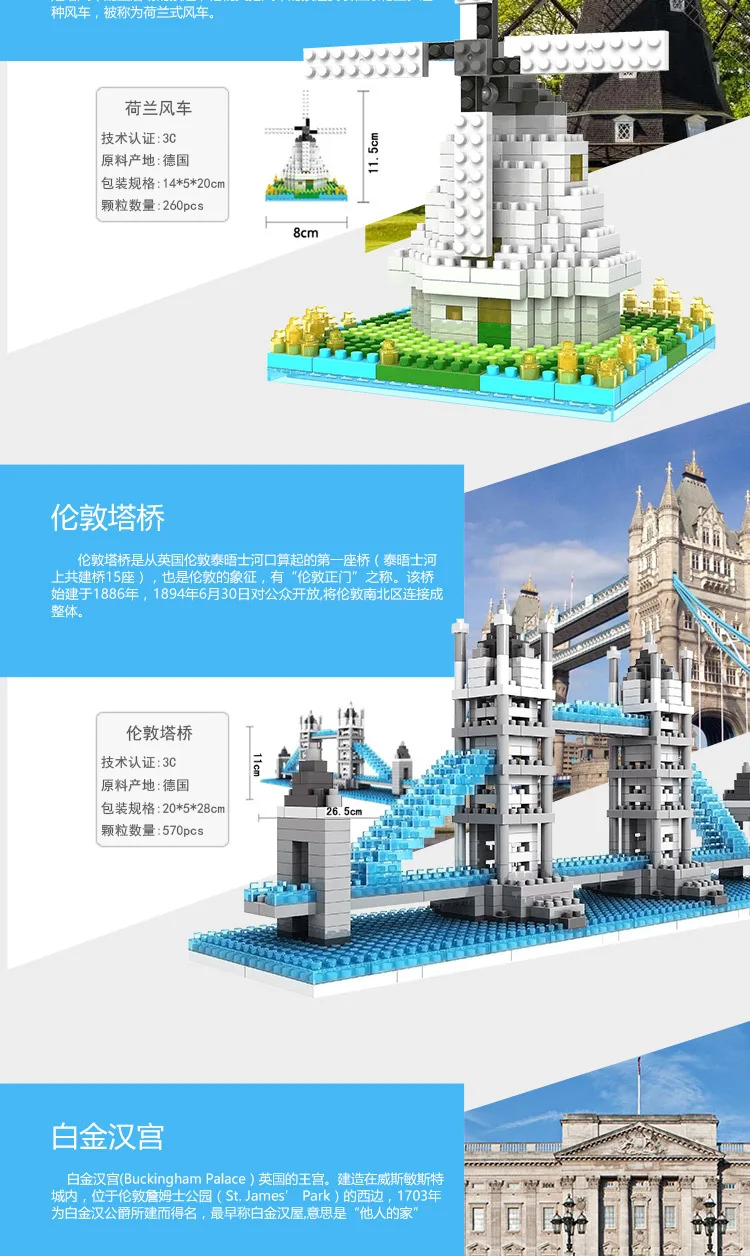 LOZ Bloc De Diamant Tour London Bridge Tamise Angleterre ROYAUME UNI Architecture celete Batiment Modele Assemblee Jouets|london bridge|loz