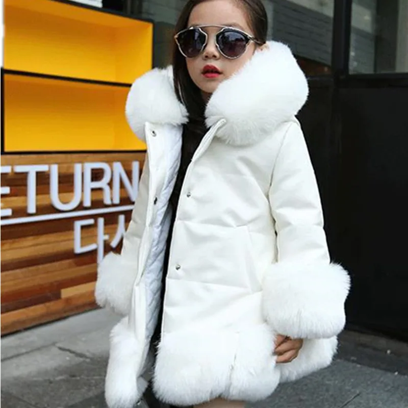 

Furry Winter Girls Faux Fur Fleece Coat Warm Jacket Xmas Snowsuit Outerwear Children Kid Clothes Hooded Fake Fur Overcoats F167