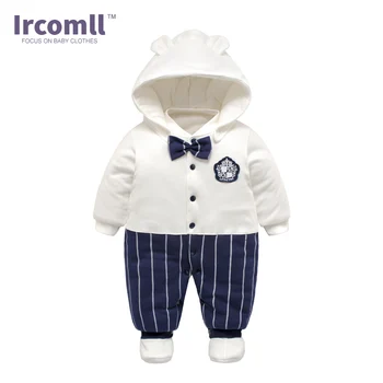 

Ircomll 2017 High Quality Cotton Newborn Baby Rompers Thick Warm Boys Clothing Gentleman Infant Snowsuit Kid Jumpsuit Outwear