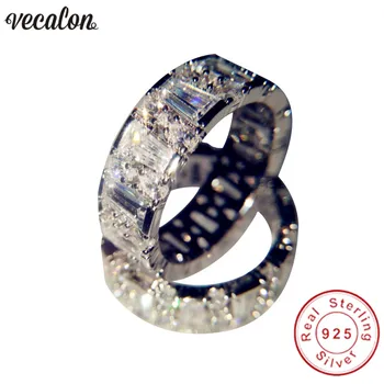 

Vecalon Lovers ring Real 925 Sterling Silver T-shape AAAAA Cz Engagement wedding band rings For women Bridal Finger Jewelry