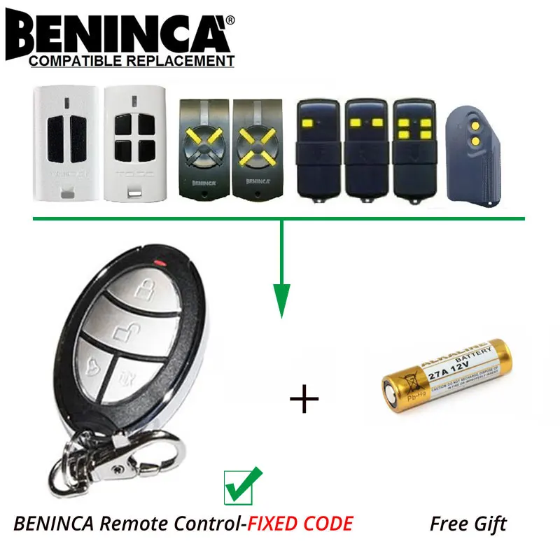

2pcs Beninca Replacement Garage Hand Remote Control for TO.GO 4WP,T2WK,T4WK,LOT1W,LOT2W