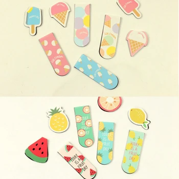 

2pcs/Set Fresh Ice Cream Fruit Magnetic Bookmarks Books Marker of Page Stationery School Office Supply Student Prize
