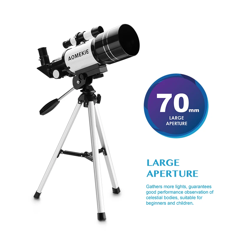 AOMEKIE F30070M الفلكي تلسكوب مع ترايبود Finderscope الأرضي الفضاء القمر مشاهدة أحادي تلسكوب للمبتدئين AOMEKIE F30070M الفلكي تلسكوب مع ترايبود Finderscope الأرضي الفضاء القمر مشاهدة أحادي تلسكوب للمبتدئين