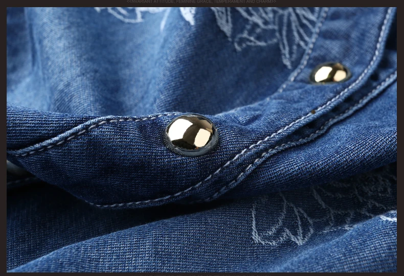 Осенние элегантные тонкие винтажные джинсовые платья с коротким рукавом и вышивкой 5XL размера плюс для женщин